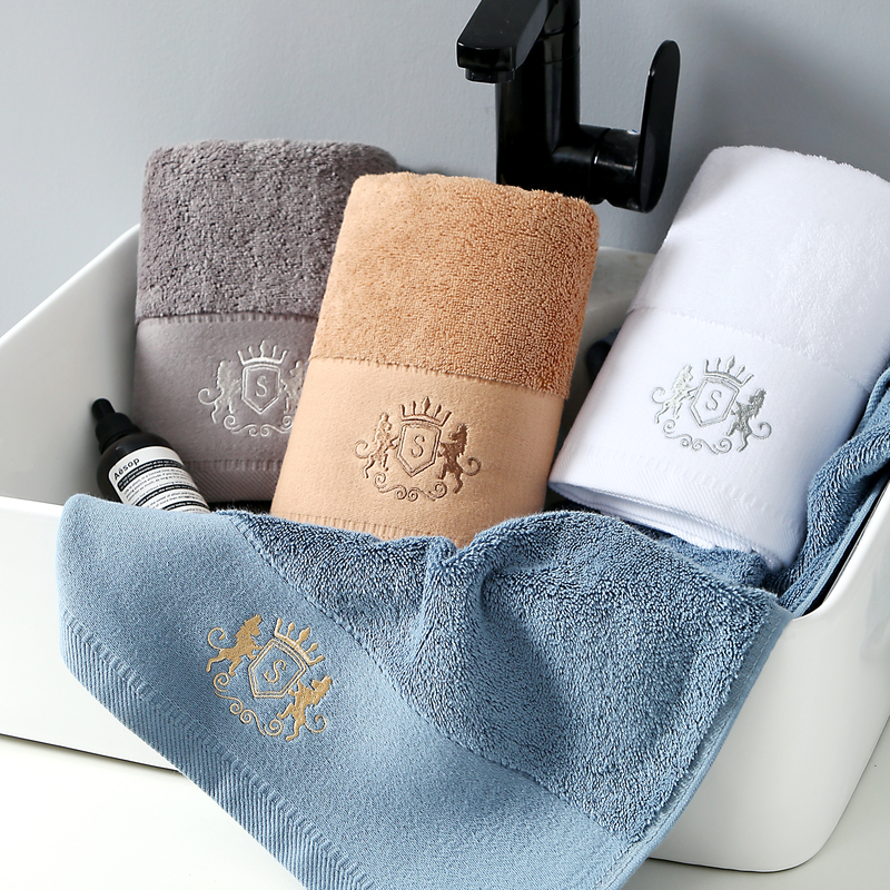 2-Pack Hotel Oversized Thick Face Towels, Crown Pure Cotton, Adult Men and Women, All-Cotton, Soft, Absorbent, Thick Towels