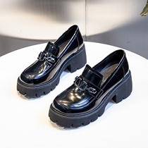 Small leather shoes women British single shoes women 2021 new autumn cake shoes women thick soles high toe shoes loafers women