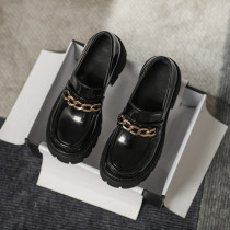 Small leather shoes female British shoes children 2021 New Joker leather big shoes thick bottom cake shoes coarse heel single shoes