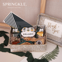 Springkle European style bamboo basket with hand gift box Wedding festival Bridesmaid return gift box Bridal gift box set assembly