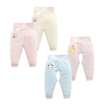 Baby Warm Pants Newborn Clothes Autumn Winter Clips Cotton High Waist Belted Pants Men And Women 0-1 Year Old Thickened Cotton Pants