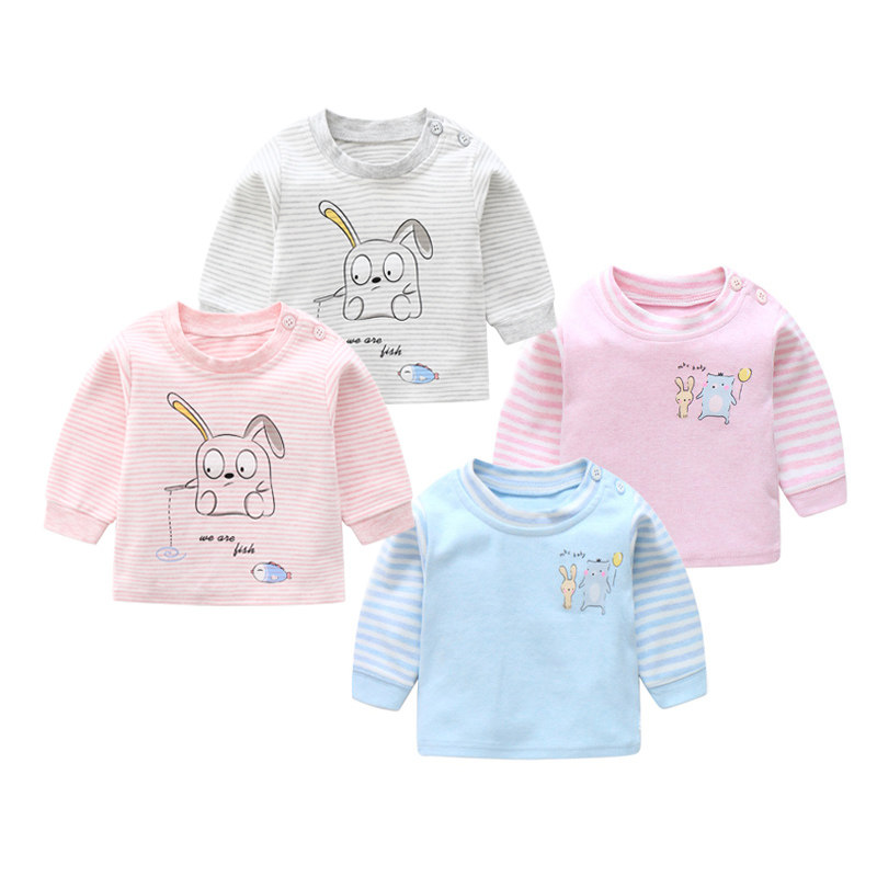 Newborn baby clothes autumn tops 0-3-6 months baby underwear autumn and winter pure cotton round neck long-sleeved underwear