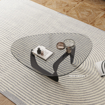 Nordic Noguchi Yongnoguch designer creative station several small apartment tempered glass black solid wood triangle coffee table