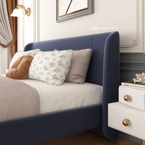 Nordic INS solid wood bed master bedroom wedding bed 1 8 m double bed hug bed blue cloth art bed ancient velvet soft bed