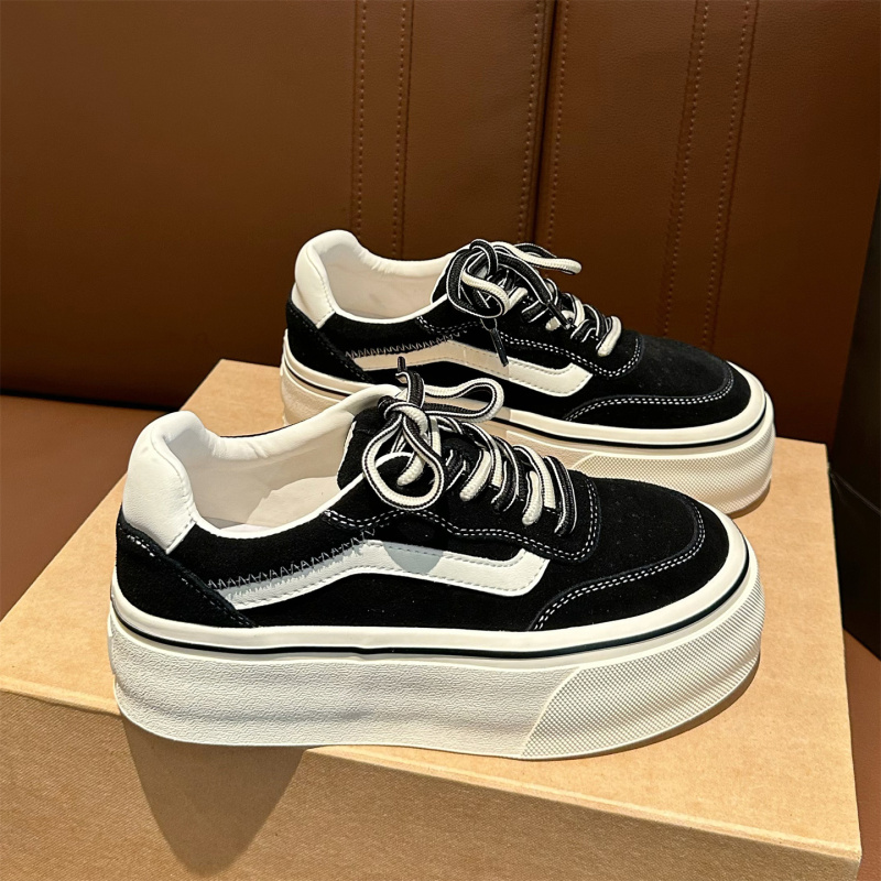 Genuine Leather Thick-Soled Sneakers for Women, 2026 Autumn New Versatile Height-Increasing 4cm Casual Sports Platform Shoes, Canvas Shoes, Trendy Genuine Leather Thick-Soled Sneakers for Women, 2026 Autumn New Versatile Height-Increasing 4cm Casual Sports Platform Shoes, Canvas Shoes, Trendy