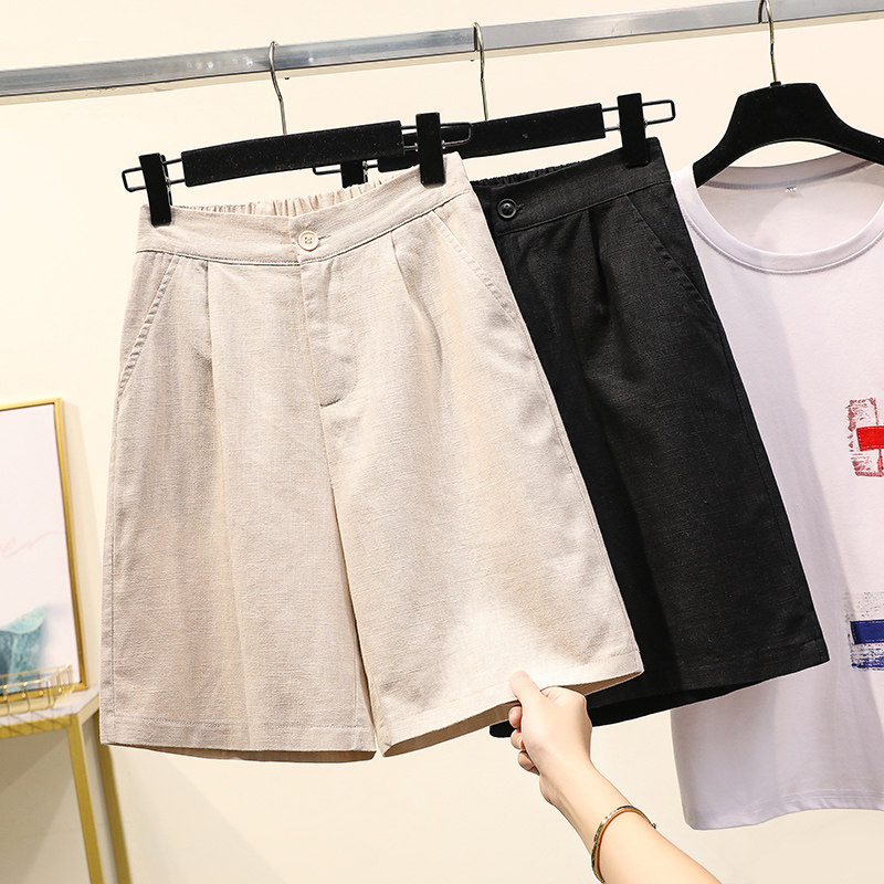 Large size women's summer clothes 2022 new loose and thin 5 five-point pants fat sister mm 200 catties wide-leg casual shorts