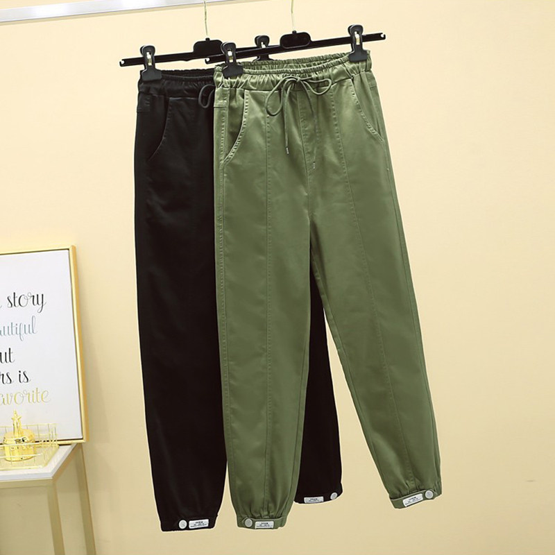 Large size women's elastic overalls early autumn 2021 new loose and thin fat sister mm high waist casual loose pants trend