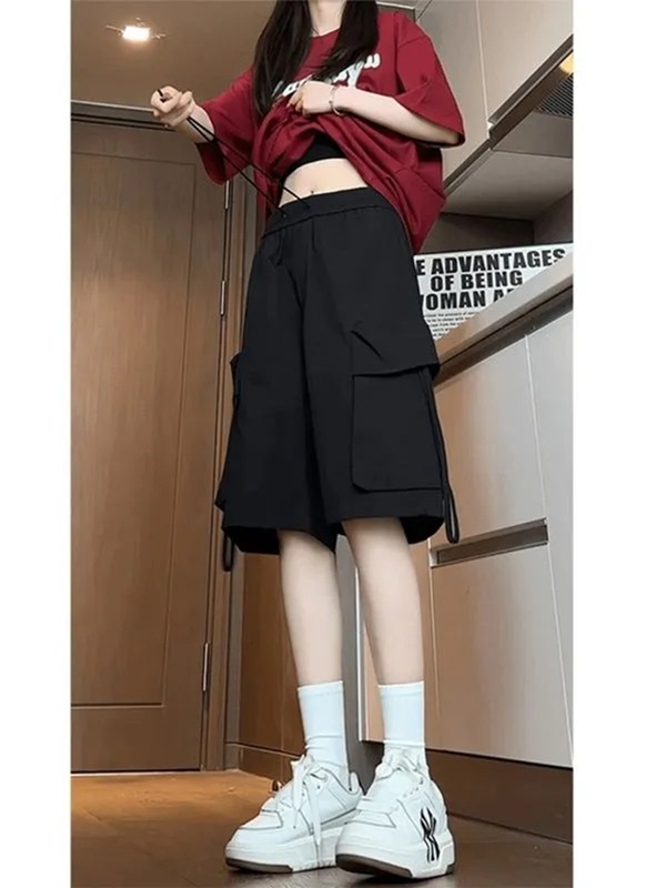Mid-Length Over-The-Knee Cargo Shorts for Women 2025 New Style Plus Size Summer Five-Point Pants Casual Loose Large Size Six-Point Pants