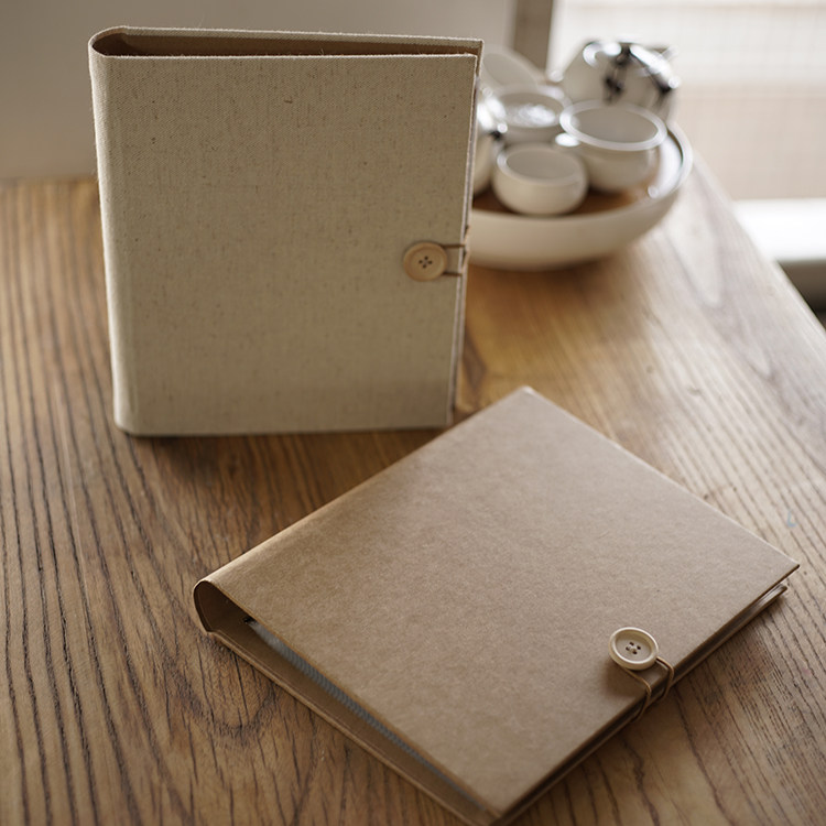 Button literary linen DIY loose-leaf handmade album book Kraft paper creative paste album baby photo book
