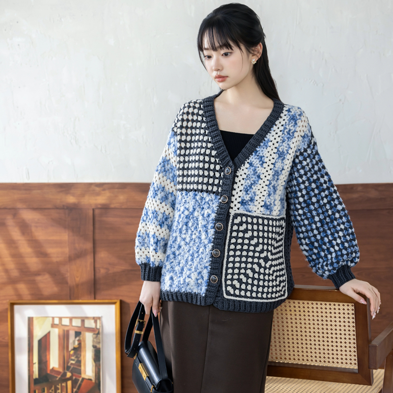 Sister Su Su's Simple Cardigan Handmade DIY Crochet Yarn Ball Coat Clothing Material Kit Sister Su Su's Simple Cardigan Handmade DIY Crochet Yarn Ball Coat Clothing Material Kit
