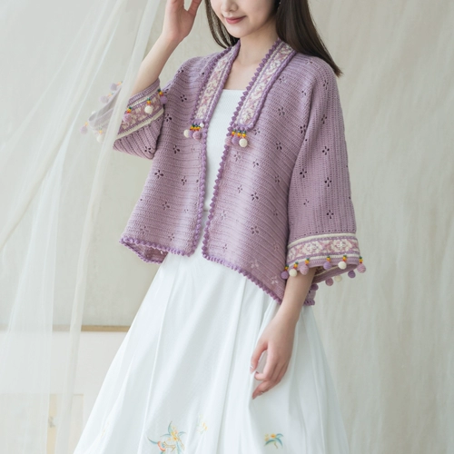 苏苏姐家 Короткий кардиган ручной работы, плетеный крючок для вязания, набор материалов, DIY