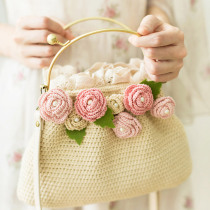 Sister Su Sus flower letter mouth gold bag wool hand-woven bag DIY production gift crochet material cotton bag