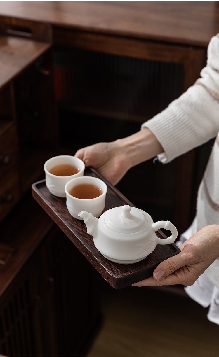Ning uncommon white porcelain tea set single pot a pot of two cup four make tea cup dried chicken wings wood tray