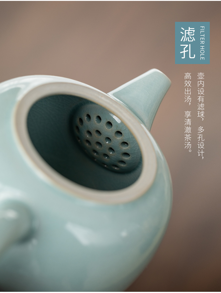 Ning uncommon your up ceramic teapot single pot of kung fu tea set household teapot slicing can raise your porcelain pea green color