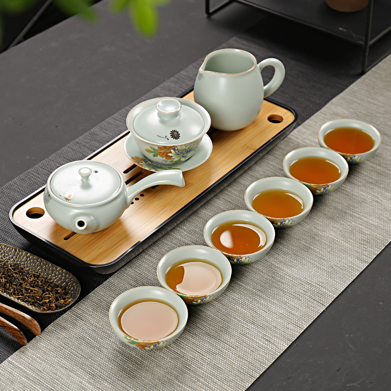 Ning uncommon your up lid bowl of kung fu tea set a complete set of stereo on creative ceramic tea set gift boxes