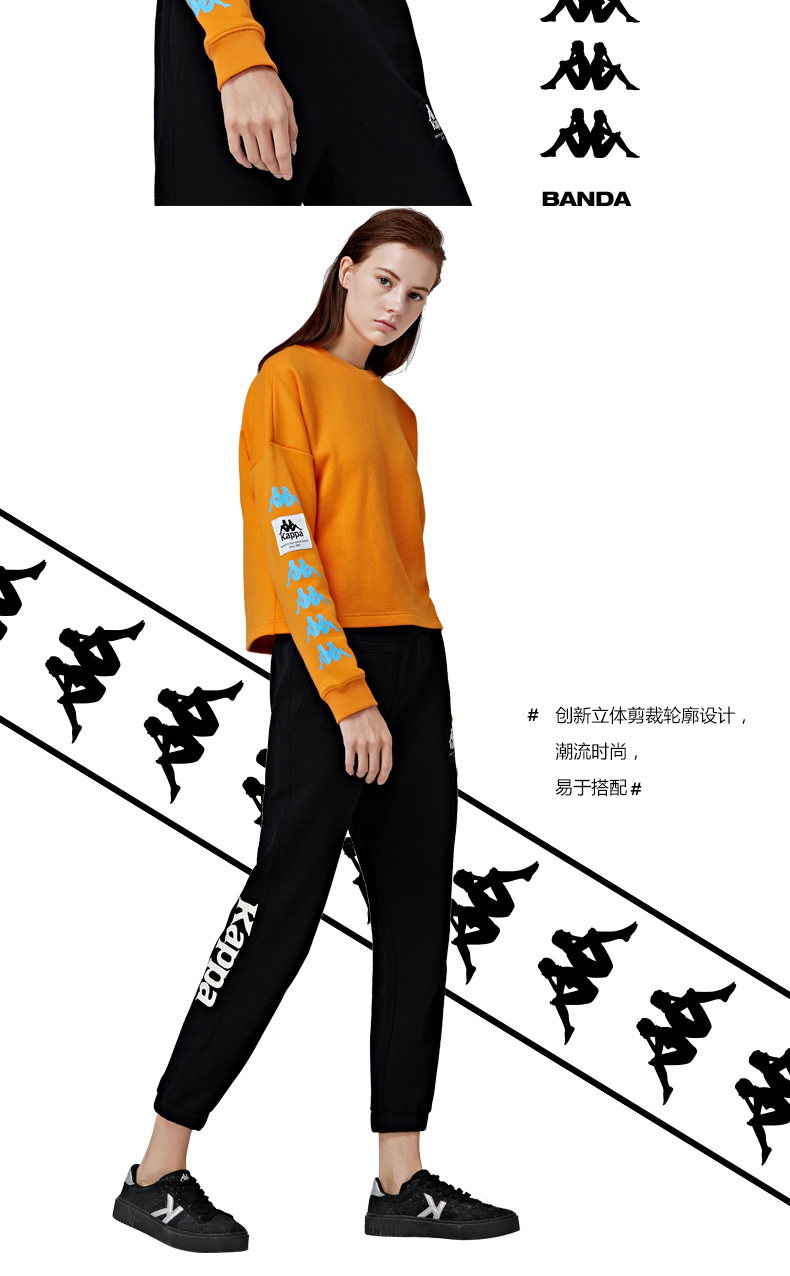 KAPPA Kappa nữ chuỗi áo len vuông tiêu chuẩn áo len dệt kim giản dị | K0862WT24M - Thể thao lông cừu / jumper áo hoodie khủng log