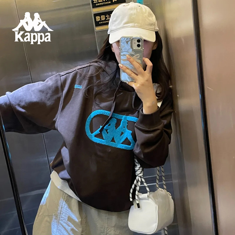 Kappa Back-To-Back Autumn New Couple's Retro Hooded Sports Sweatshirt Men's Knitted Pullover Women's Trendy