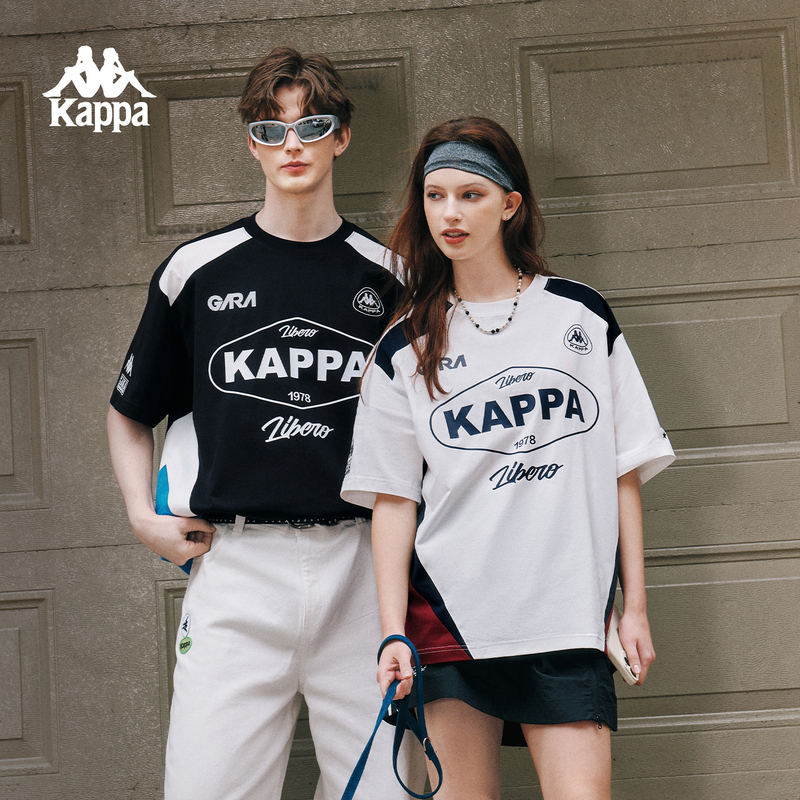 Kappa Back-To-Back Sports T-Shirt for Men, Summer New Pure Cotton Short-Sleeve Racing Style American Color-Blocking Top for Women Kappa Back-To-Back Sports T-Shirt for Men, Summer New Pure Cotton Short-Sleeve Racing Style American Color-Blocking Top for Women