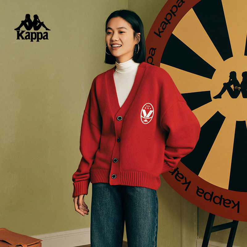 Kappa New Knit Sweater Cardigan Long-Sleeve Men's Couple's Jacket Top Women's