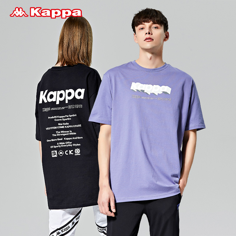 Kappa Kappa couple men and women sports short-sleeved large size T-shirt summer letter print half-sleeved casual short-sleeved