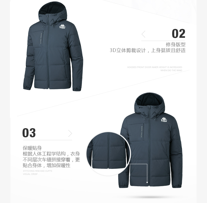 Pre-Kappa Couple của nam giới xuống áo khoác thể thao Jacket Tops 2017 mùa đông mới | K0752YY10D áo phao dáng dài đẹp nhất