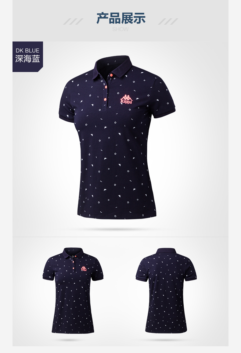 Kappa của phụ nữ thể thao ngắn tay áo giản dị polo áo sơ mi thời trang áo thun mùa xuân và mùa hè | k0722pd04 thun polo