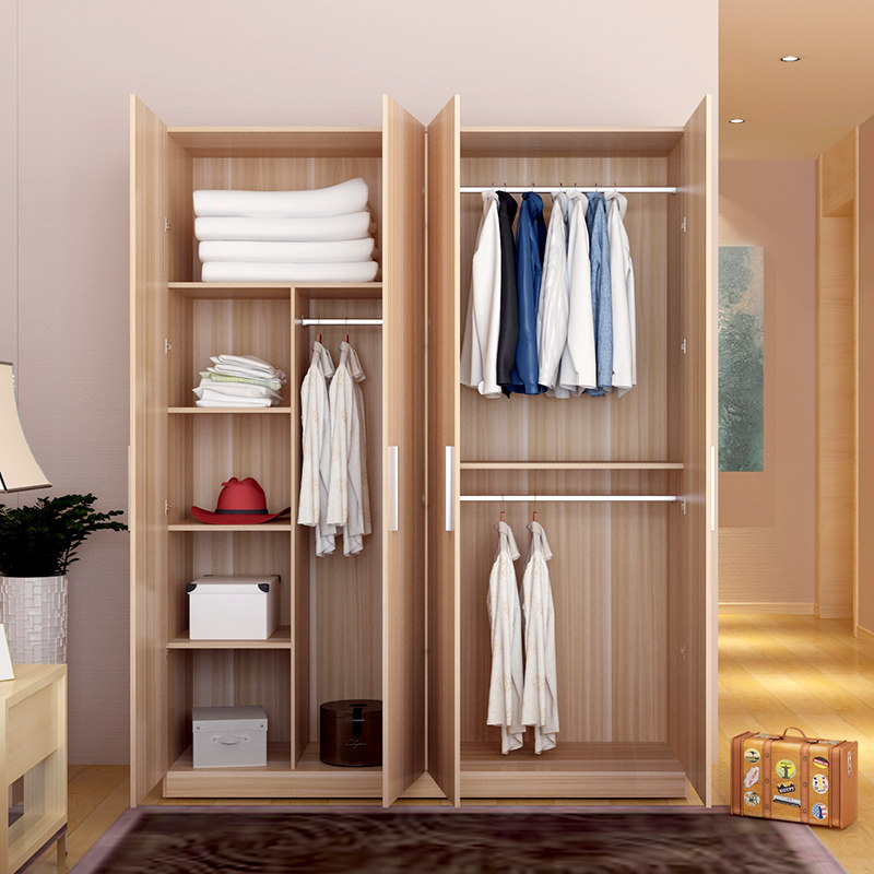 Simple and modern board type adult large wardrobe combination wardrobe single door 2 doors 3 doors 4 assembled wooden overall cabinet