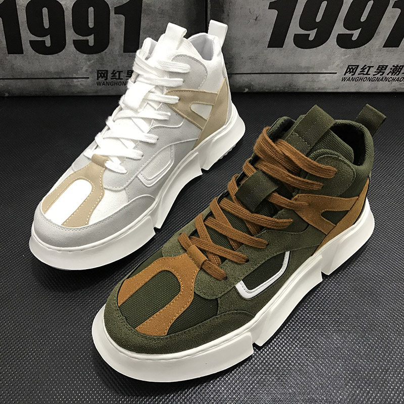 Sports casual shoes men and Korean edition camouflage high-barrel shoes men's new men's shoes spiritual boy tidal shoes