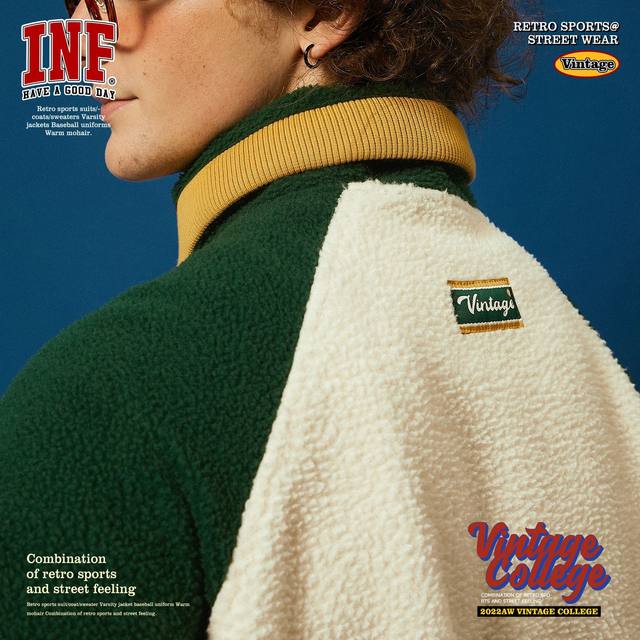 INF ເສື້ອຢືດ Polar ຫນາຂອງຜູ້ຊາຍກົງກັນຂ້າມກັບເສື້ອ baseball ຄໍສູງ vintage ຈົດຫມາຍສະບັບ vintage embroidered jacket ສໍາລັບຜູ້ຊາຍ