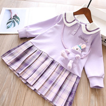 Preppy style JK uniform dress spring girls big lapel cartoon embroidery bunny star Dew cute skirt burst