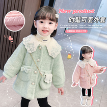 Baby boy mink fleece coat winter foreign style girls Korean version mid-length thick princess sweater winter coat