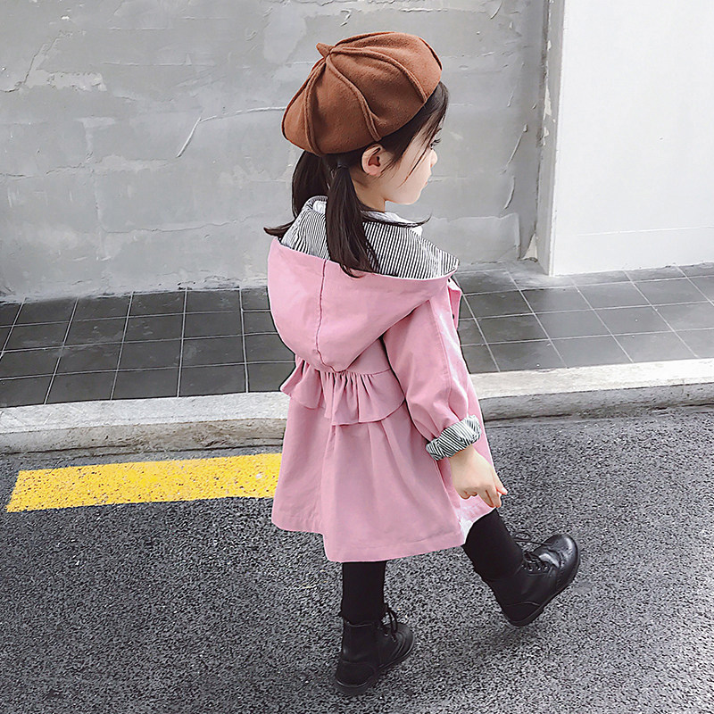Girls' windbreaker coat spring and autumn 2022 new western style mid-length version Korean version of the children's autumn tops female baby autumn clothes