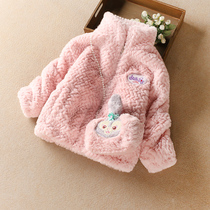 Girls plus fleece jacket autumn winter style foreign small stand collar jacket warm tops girls fur clothes 2022 new model