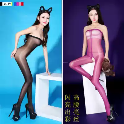 Cattle new product 30D hand feel silky high waist open crotch color shiny pantyhose stockings