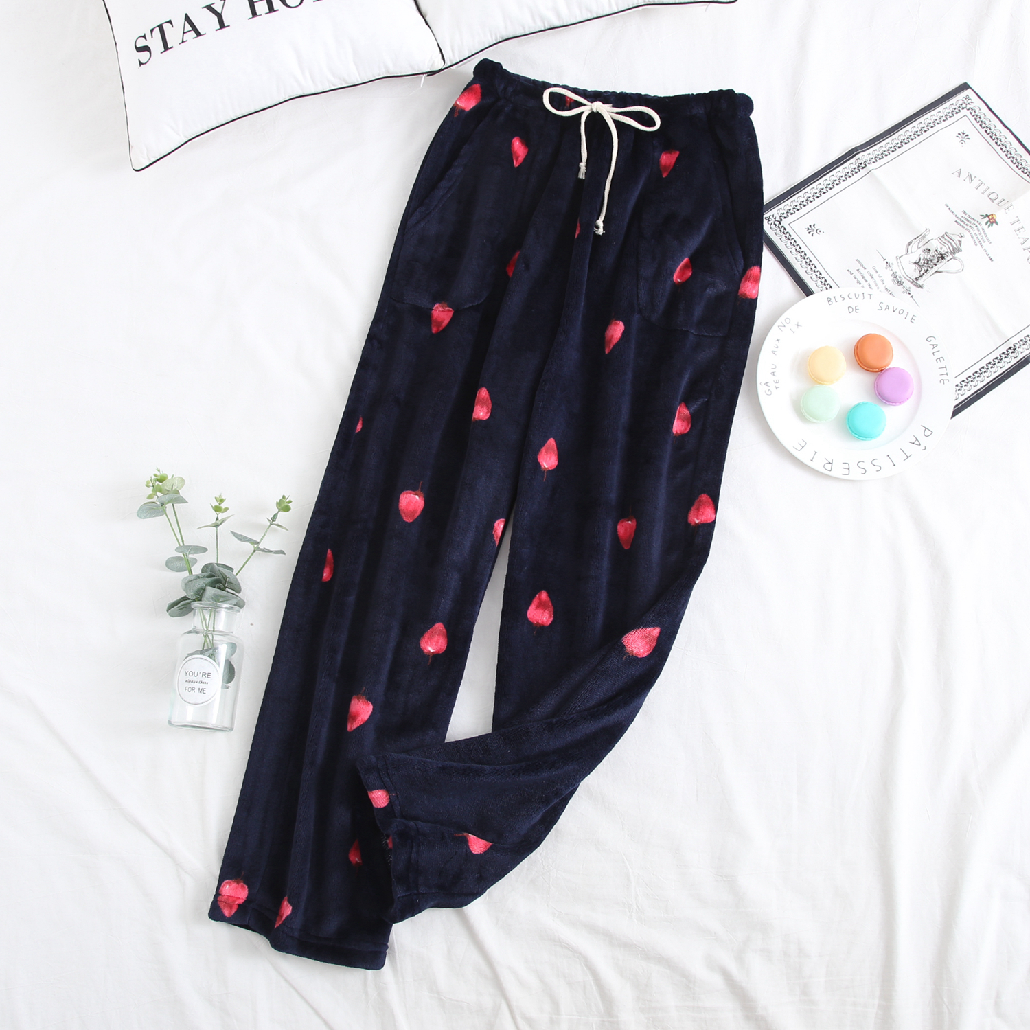 Quần pyjama của phụ nữ mùa thu và mùa đông dày ấm và nhung san hô flannel nhà quần kích thước lớn quần lỏng nhà bộ mặc nhà đẹp