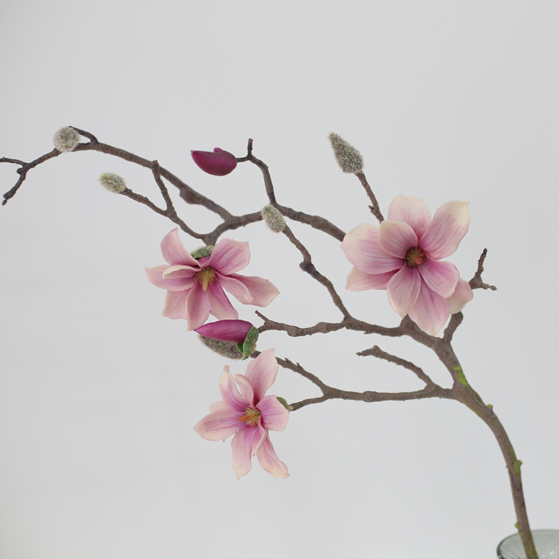 Quality realistic feel magnolia flower simulation flower Chinese home living room ornament floral art ancient style shooting prop flower