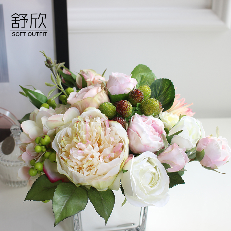 High Simulation Flower Rose SuitesHome Swing Room RosesRoom Room Table Flower Art New House Gift Fake Flower Silk Flower