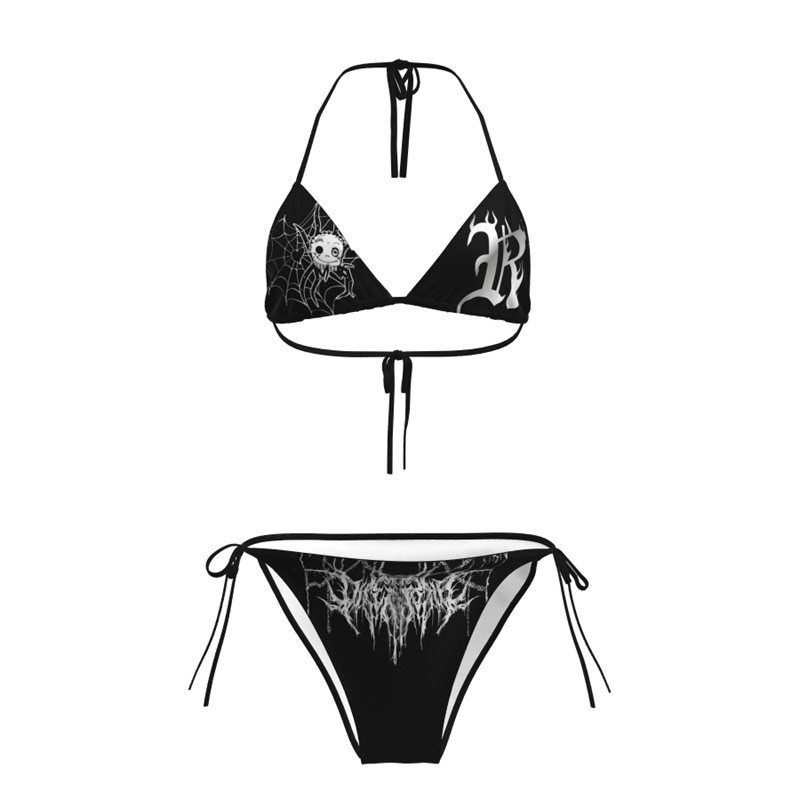 Dark Series European and American Sexy Bikini Swimsuit for Women with Small Bust, Tie-Up, Push-Up, Enhancing, Two-Piece Swimwear, Swimwear Lingerie for Women