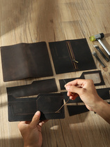 Handmade wallet mens long Japanese and Korean youth wallet leather first layer cowhide retro wallet DIY material bag