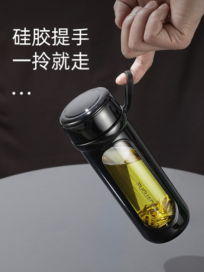 Fuguang Single-Layer Glass Cup, Heat-Resistant, Explosion-Proof, High-Temperature Resistant Water Cup for Men and Women, Business Insulated Tea and Water Separation Tea Cup