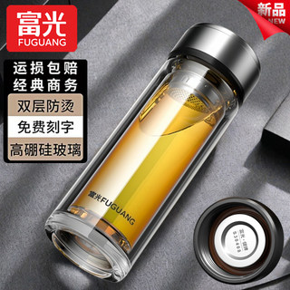 Fuguang High-End Double-Layer Glass Cup, Popular Insulated Water Cup for Car and Home Use, Portable Transparent Tea Cup for Men