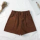 Quần short nữ mùa đông 2018 mới rộng cạp cao hoang dã thon gọn len giản dị mùa thu và quần thun mùa đông