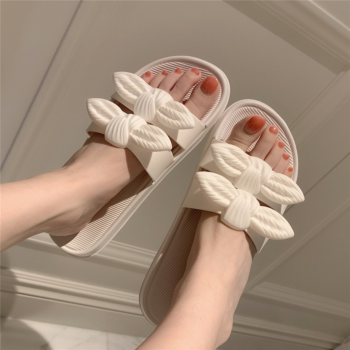 Japan GP fairy wind cool slippers fashion net red outside wear waterproof non-slip bow beach slippers female summer