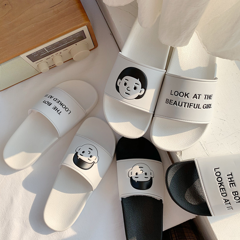 Japanese GP boys and girls head portrait slippers female summer wear student couple personality sandals men's home shoes