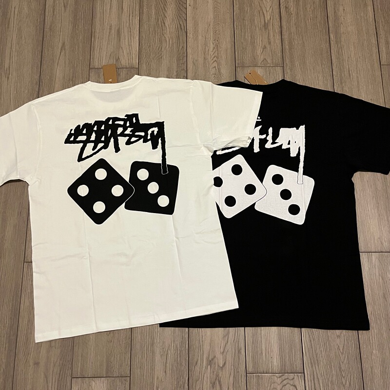 Stu Dice Tee Dice Print Crew Neck Washed Cotton Short Sleeve T-Shirt Tee