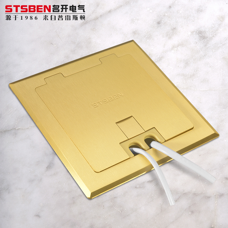 Open all copper ground socket Waterproof telephone computer network Copper ground plug clamshell with outlet hole Five-hole ground plug