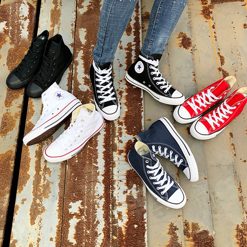 Giày converse giày nam Giày nữ cao để giúp người mẫu cổ điển thường xanh đôi sinh viên thể thao thấp để giúp giày thường 101001 mẫu giày thể thao nam đẹp
