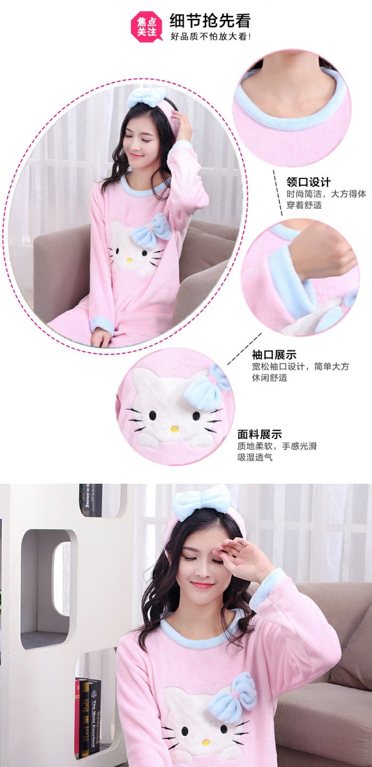 Mùa thu và mùa đông trẻ em và cô gái trẻ em flannel đồ ngủ phụ huynh-trẻ em phù hợp với phụ nữ san hô cashmere quần áo của phụ nữ thời trang nữ