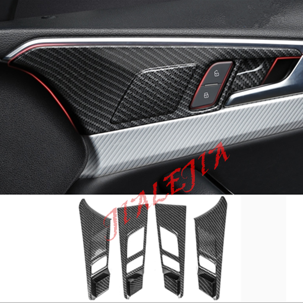 4pcs Carbon Fiber Interior Door Handle Frame Trim For Audi