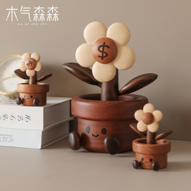 Solid Wood Sunflower Desktop Ornament for Car and Home, Diffuser, Mood Enhancer, Qixi Festival Gift Solid Wood Sunflower Desktop Ornament for Car and Home, Diffuser, Mood Enhancer, Qixi Festival Gift